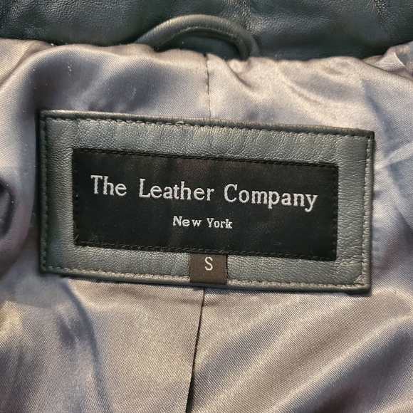 The Leather Company Gray Metallic Leather Jacket Coat - Picture 4 of 6